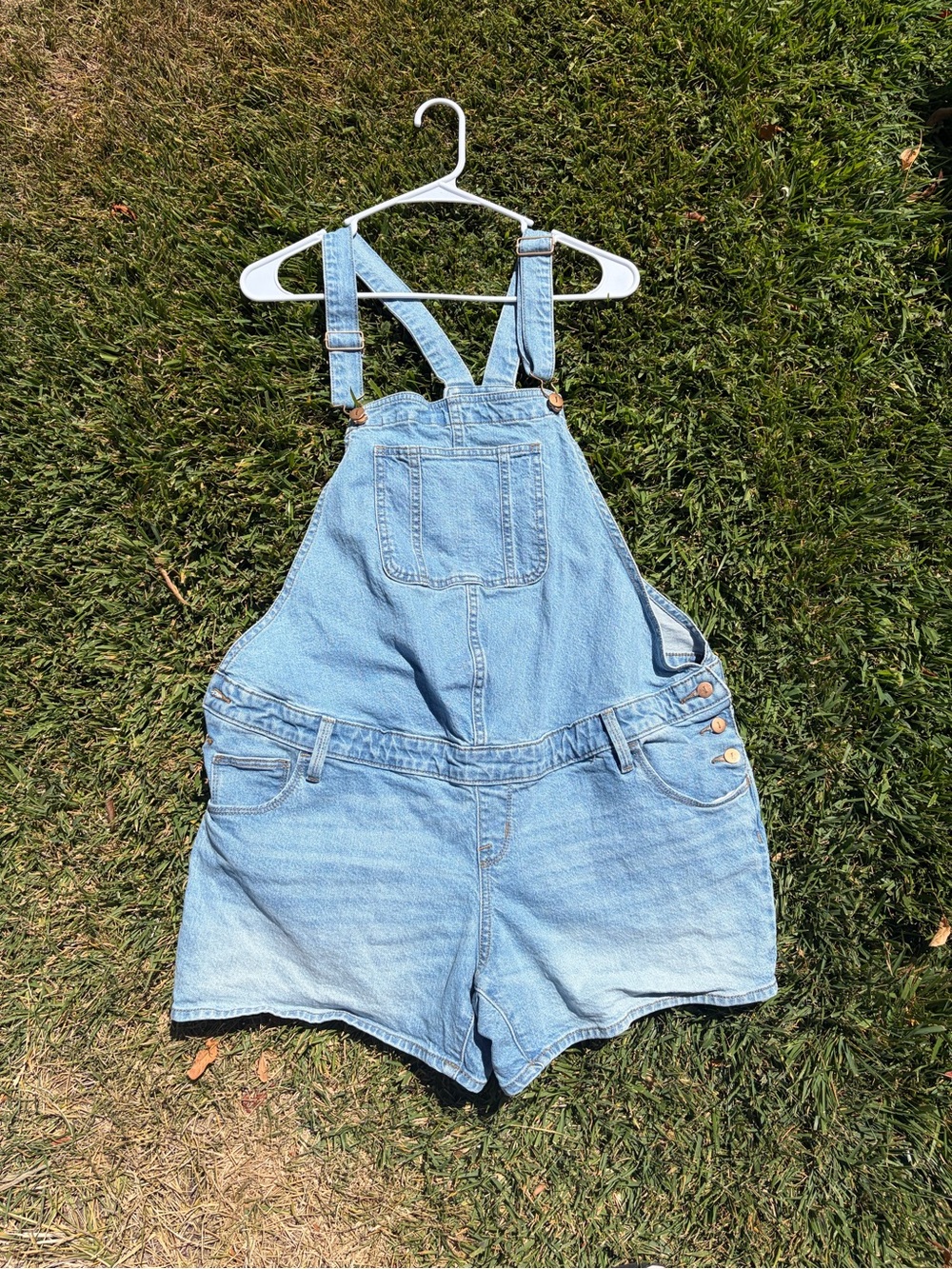 Isabel Maternity by Ingrid & Isabel Light Blue Denim Short Overalls